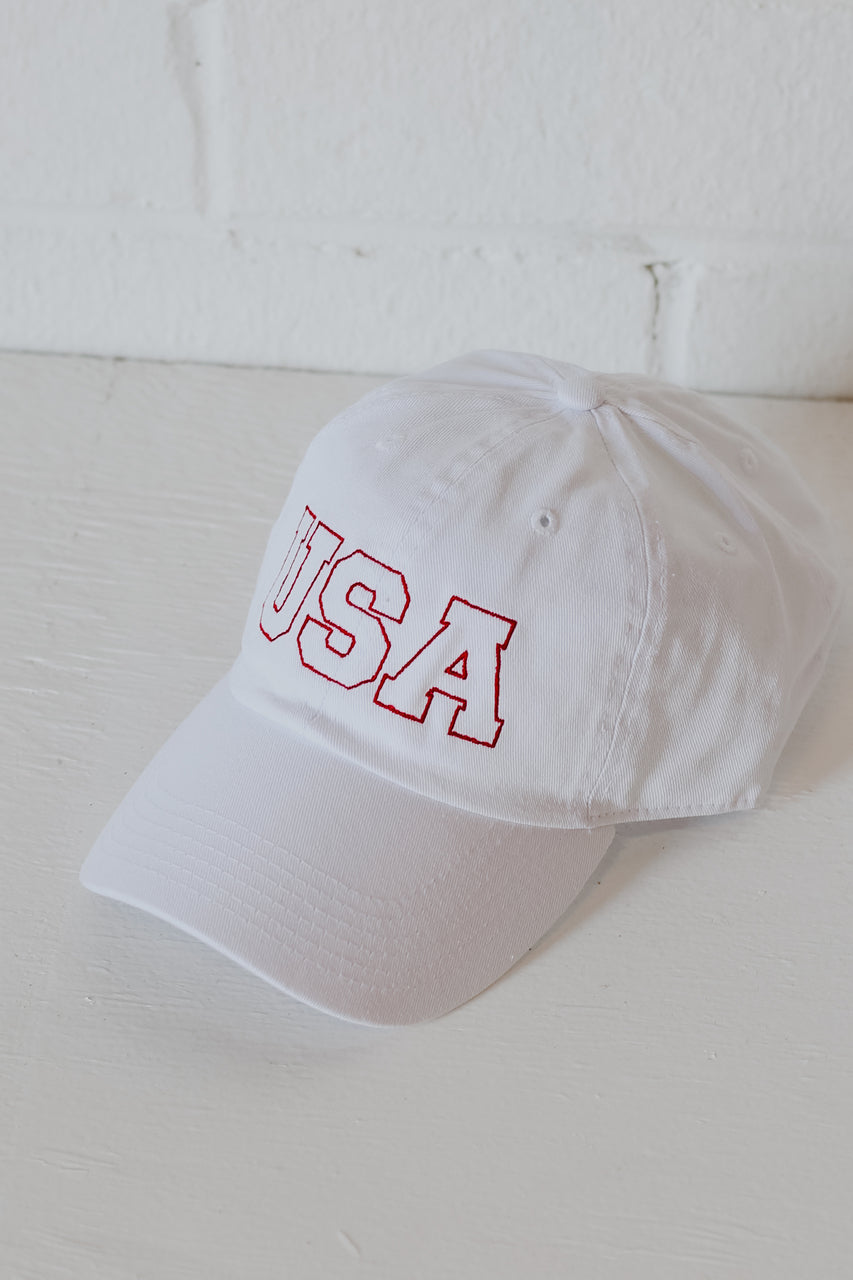 USA Baseball Hat in white side view