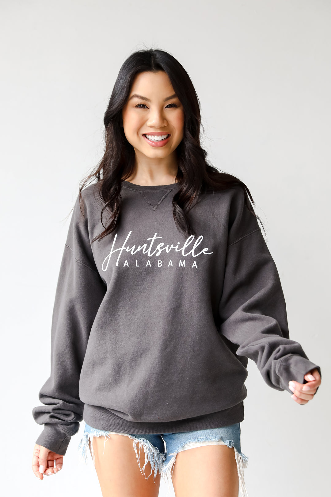 Charcoal Huntsville Alabama Pullover on model