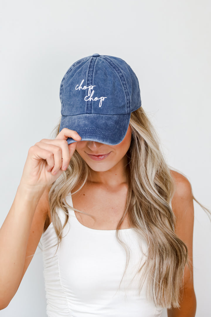 navy Chop Chop Baseball Hat for women