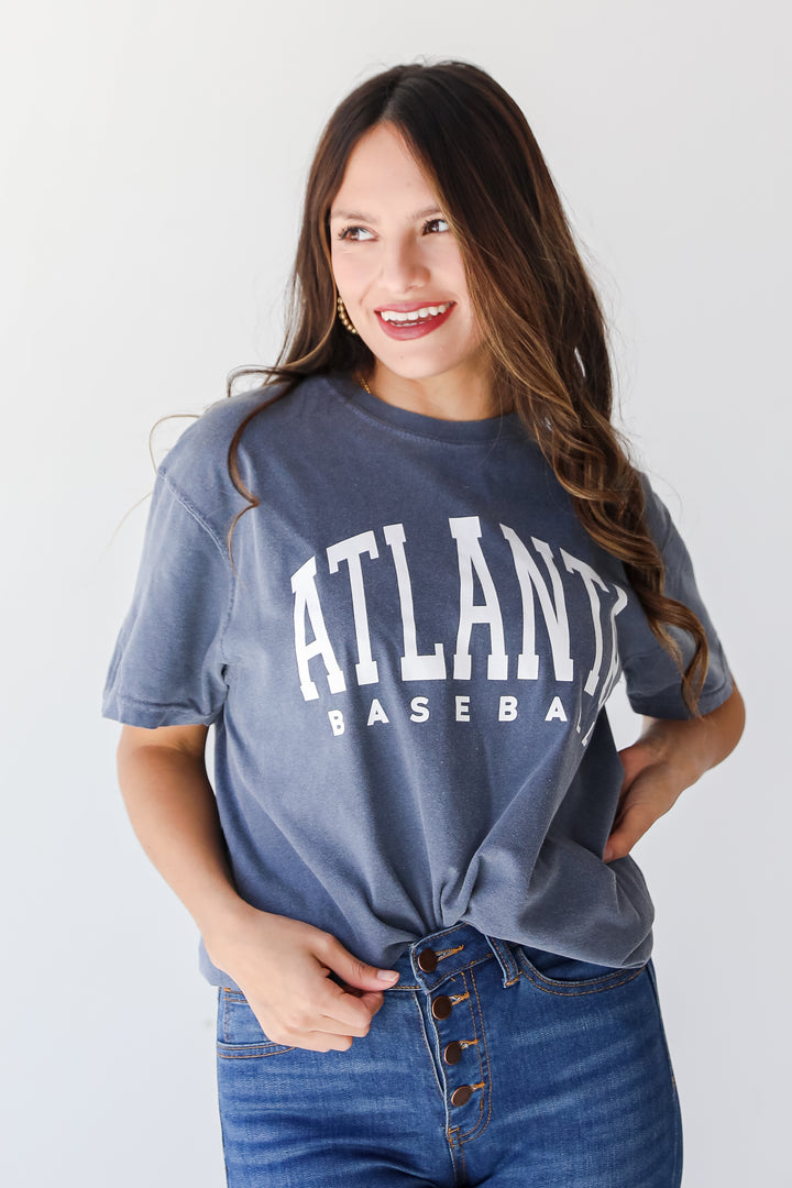 Denim Atlanta Baseball Tee front view