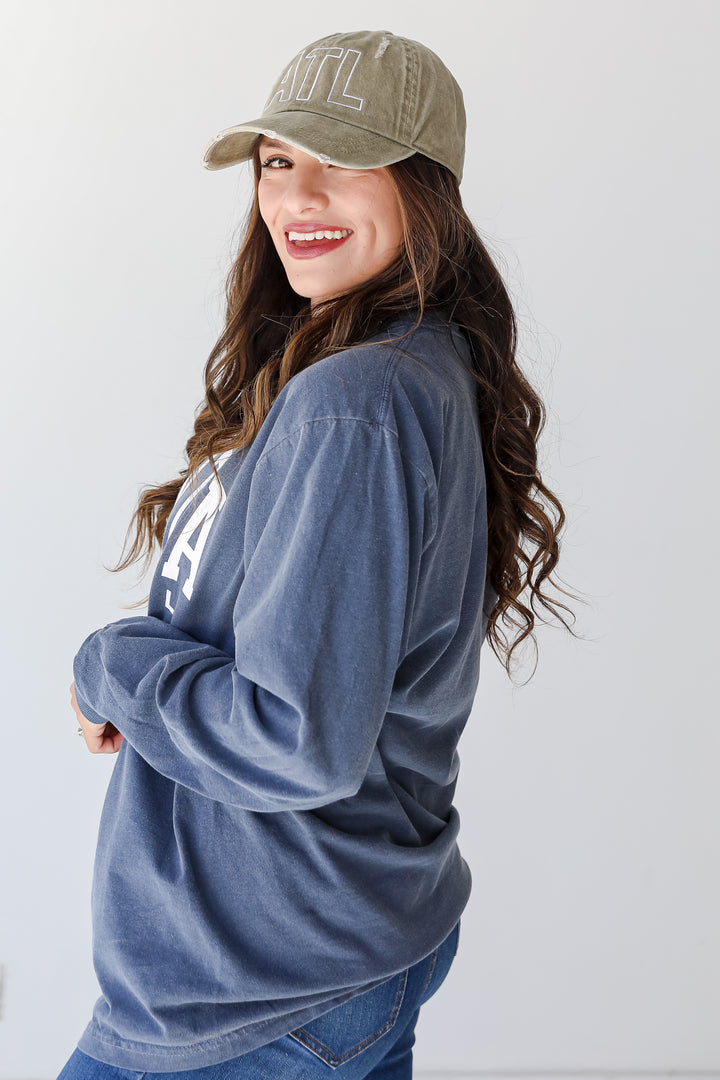 Denim Atlanta Baseball Long Sleeve Tee side view