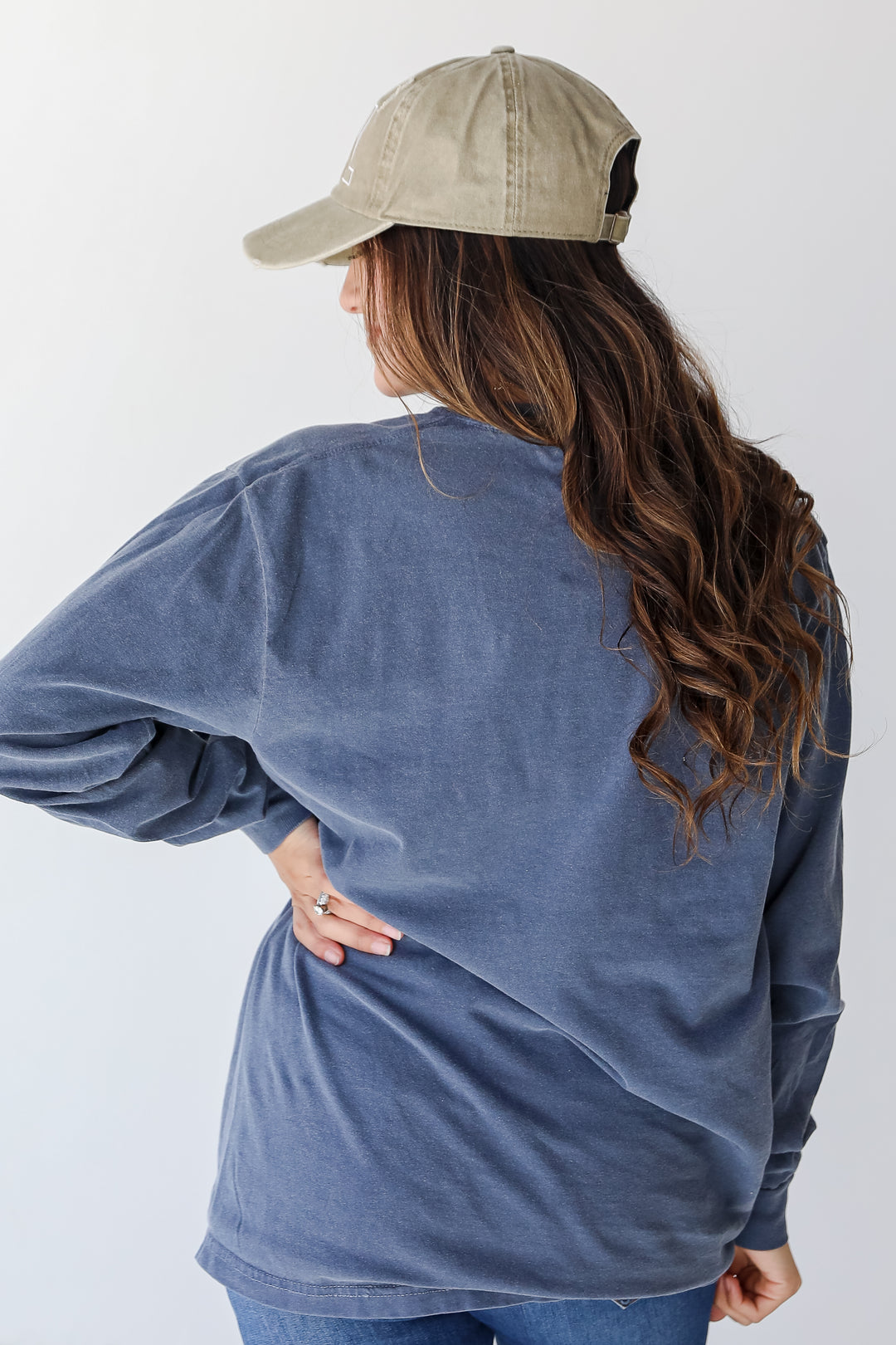 Denim Atlanta Baseball Long Sleeve Tee back view