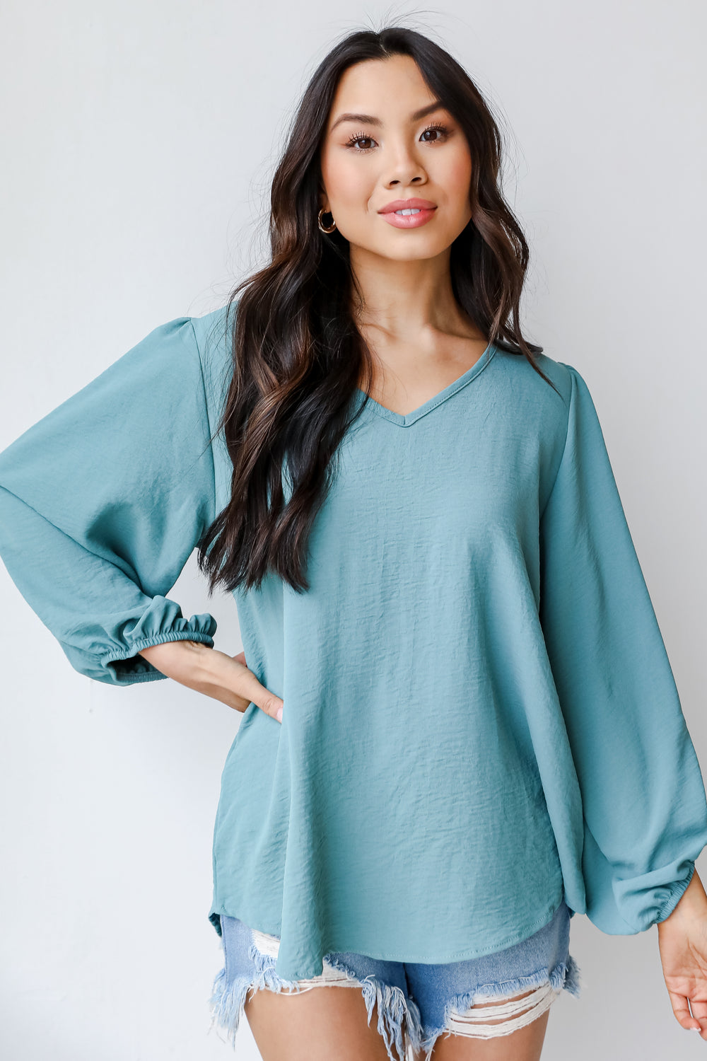 Blouse in seafoam