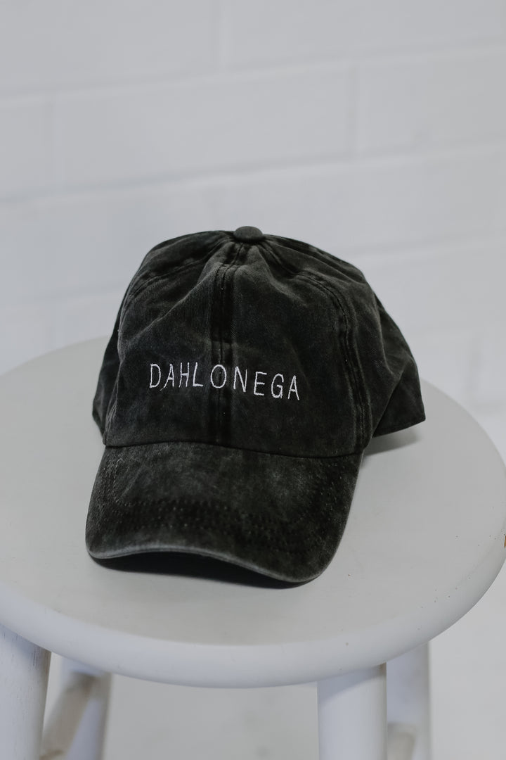 Dahlonega Embroidered Hat in black flat lay