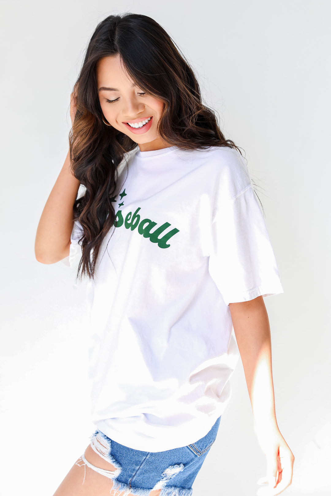 Green Baseball Tee side view