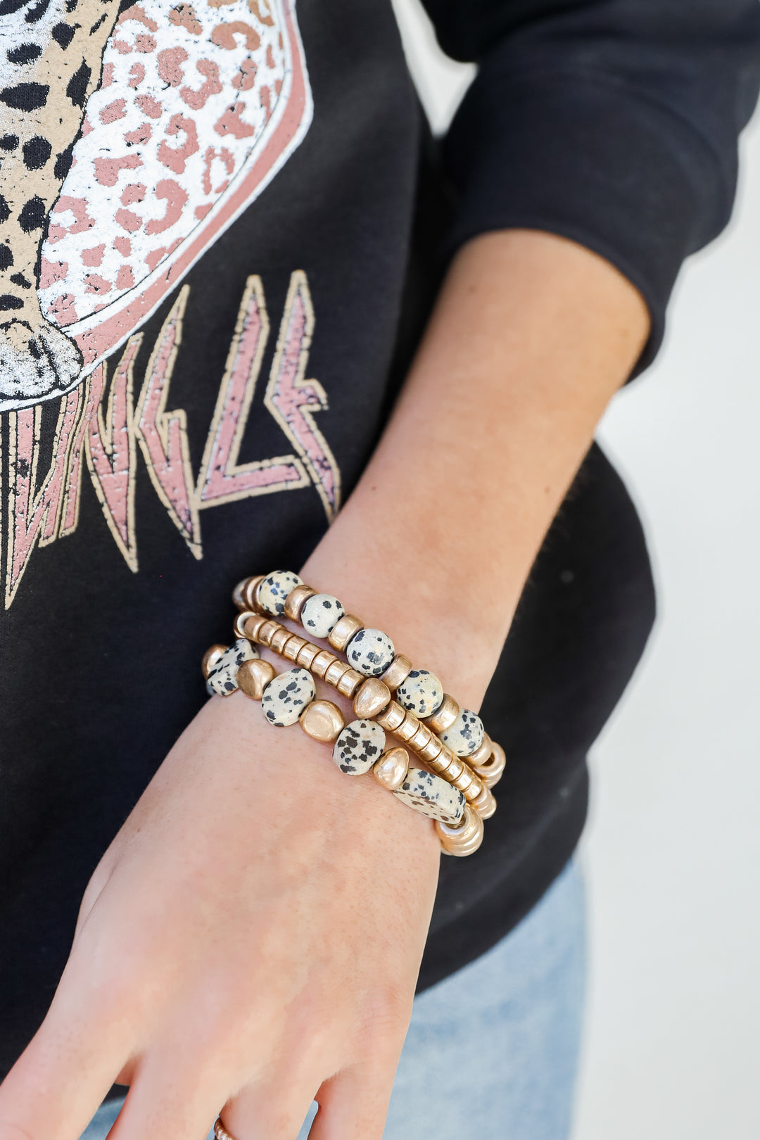 Beaded Bracelet Set in black