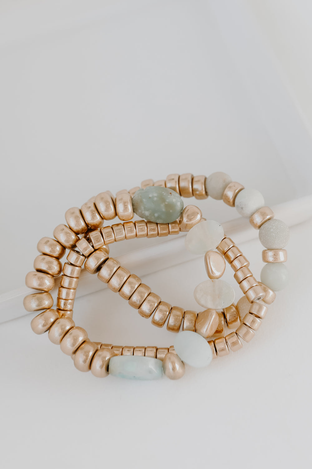 Beaded Bracelet Set in mint