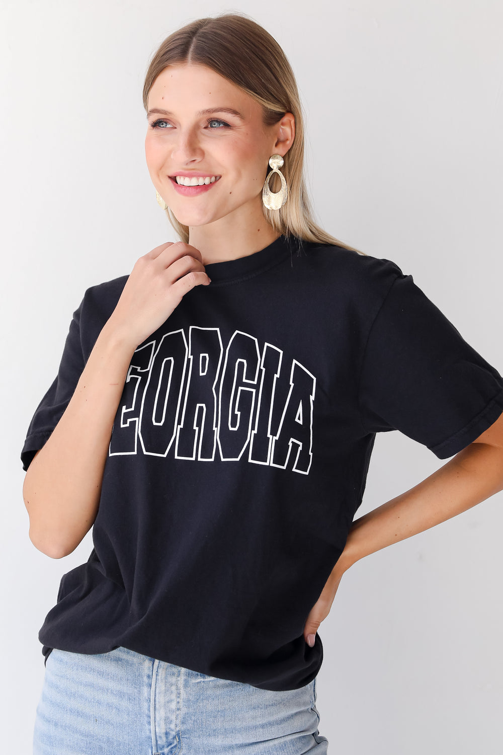 Black Georgia Tee on model