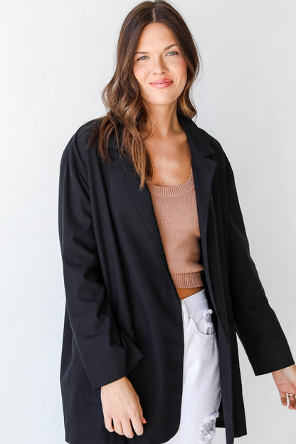 Linen Blazer in black