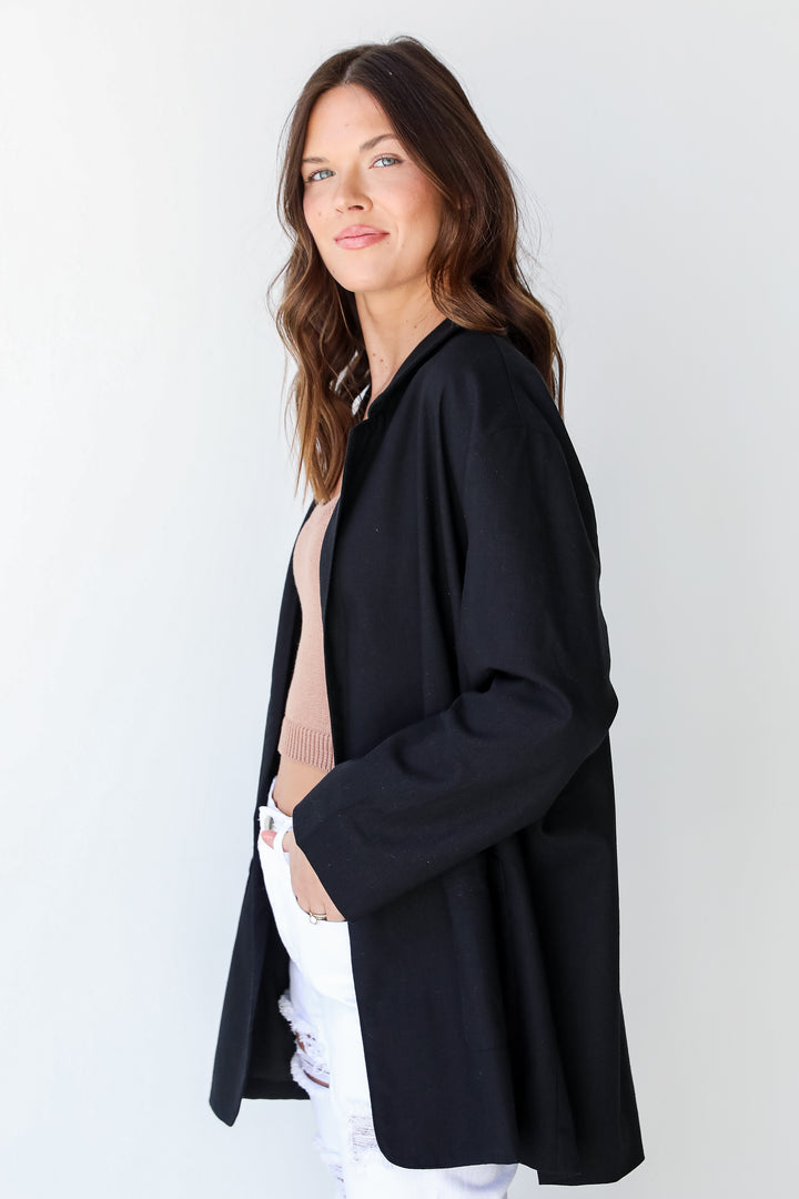 Linen Blazer in black side view