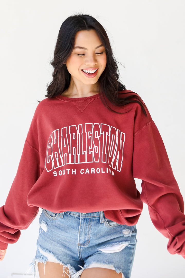 Maroon Charleston South Carolina Pullover front view