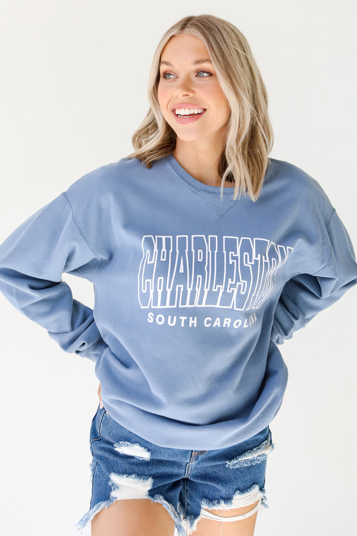 Light Blue Charleston South Carolina Pullover front view