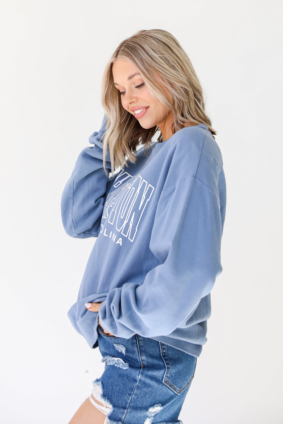 Light Blue Charleston South Carolina Pullover side view