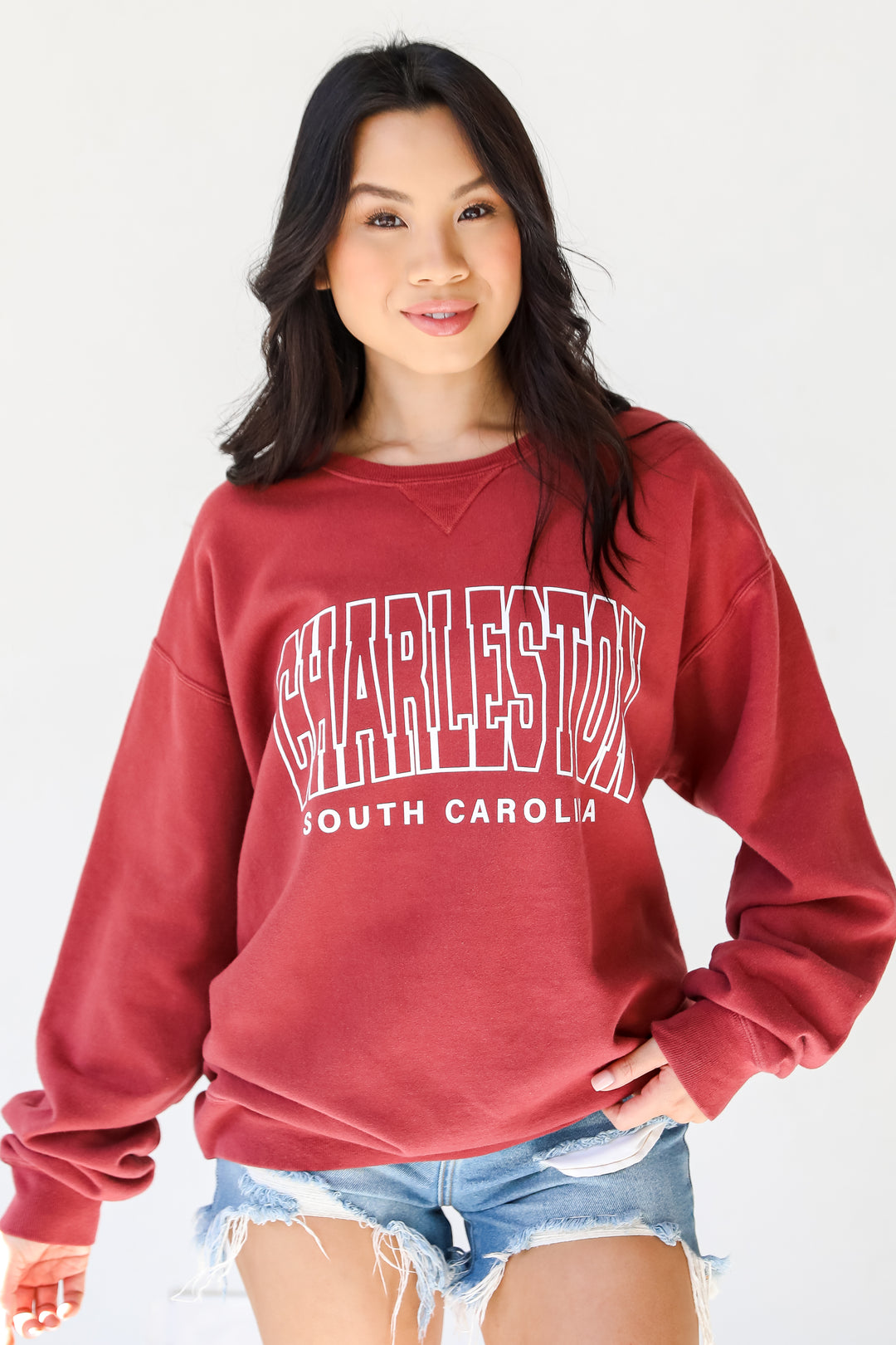 Maroon Charleston South Carolina Pullover close up