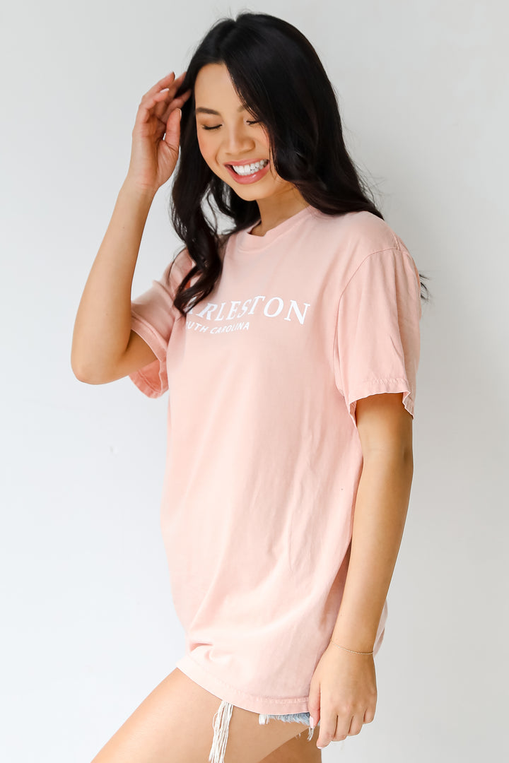 Peach Charleston South Carolina Tee side view