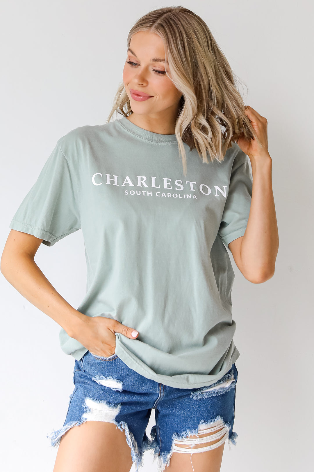 Sage Charleston South Carolina Tee close up