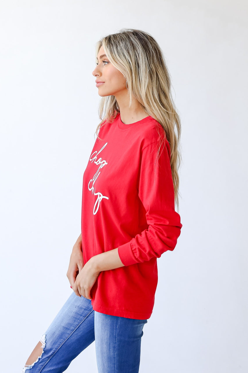 red Chop Chop Long Sleeve Tee side view