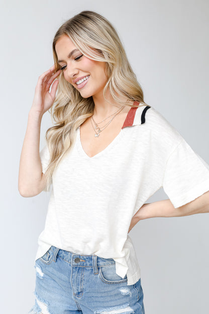 Collared Knit Top front view