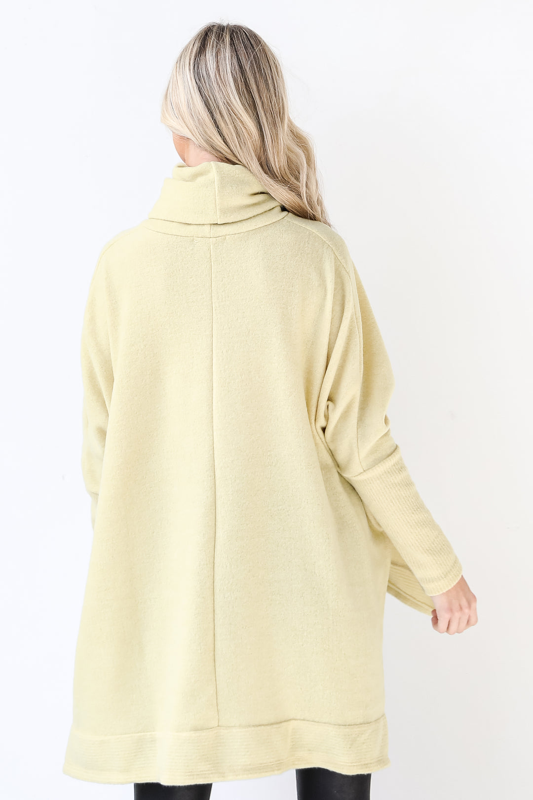 Cowl Neck Sweater in yellow back view