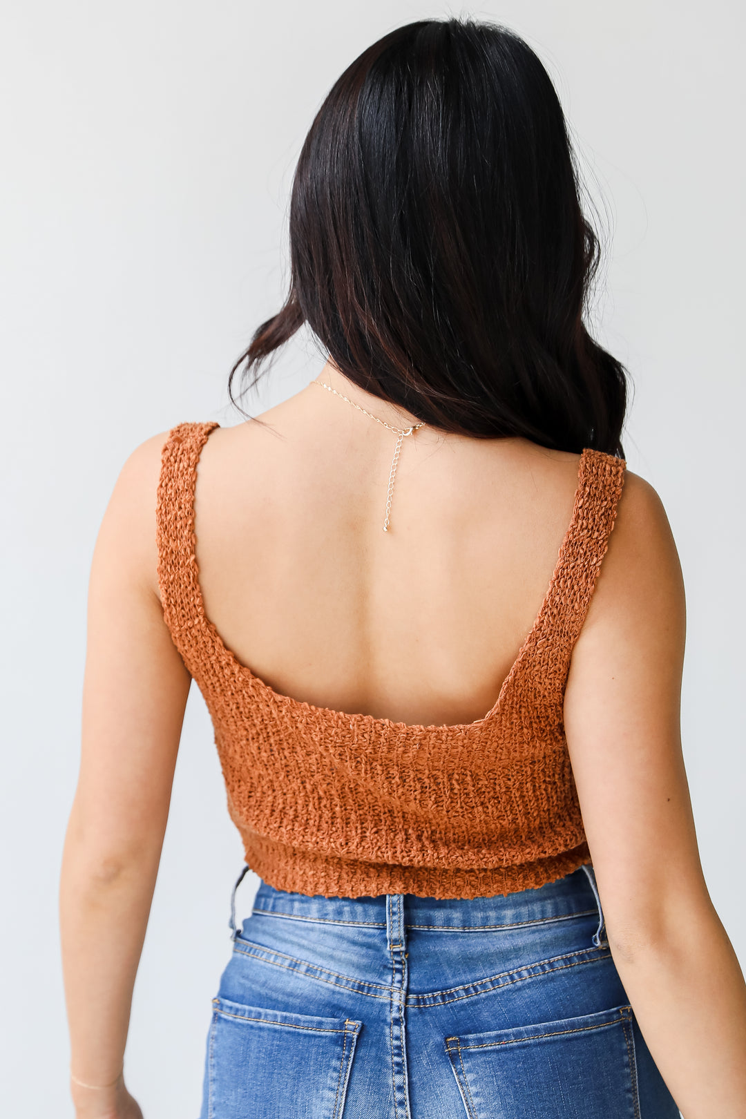 camel Knit Cropped Tank back view