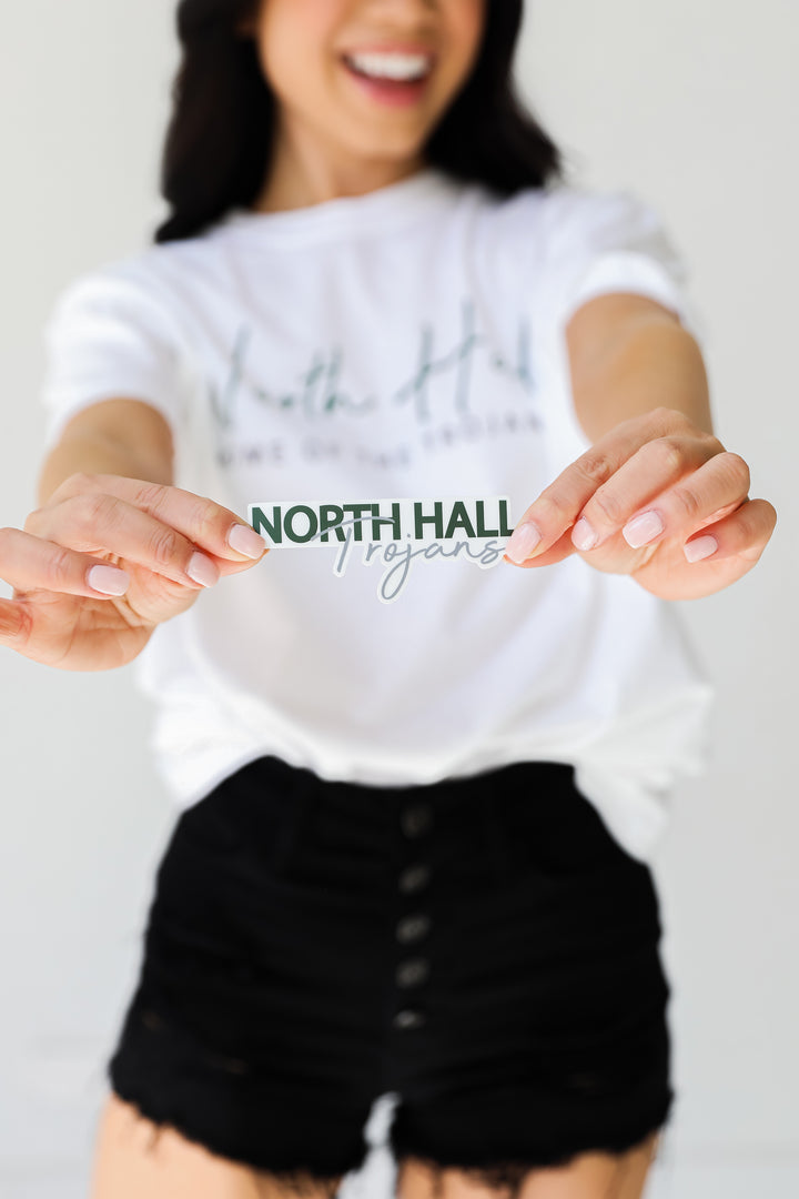 North Hall Trojans Sticker flat lay