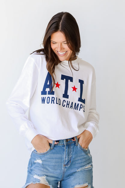 ATL World Champs Long Sleeve Tee on dress up model