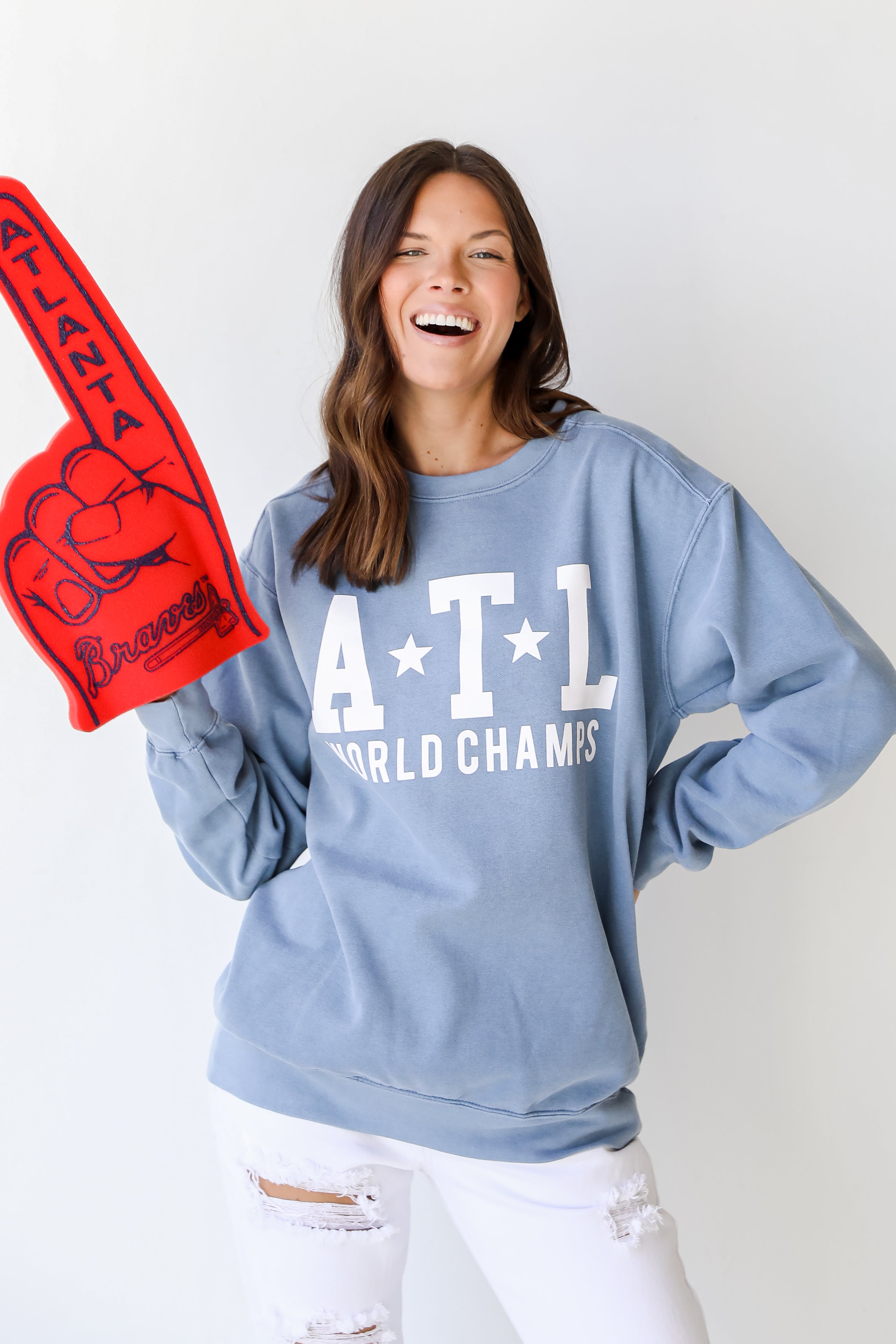 ATL World Champs Pullover. Braves Game Day Outfit. Braves Graphic Sweatshirt.