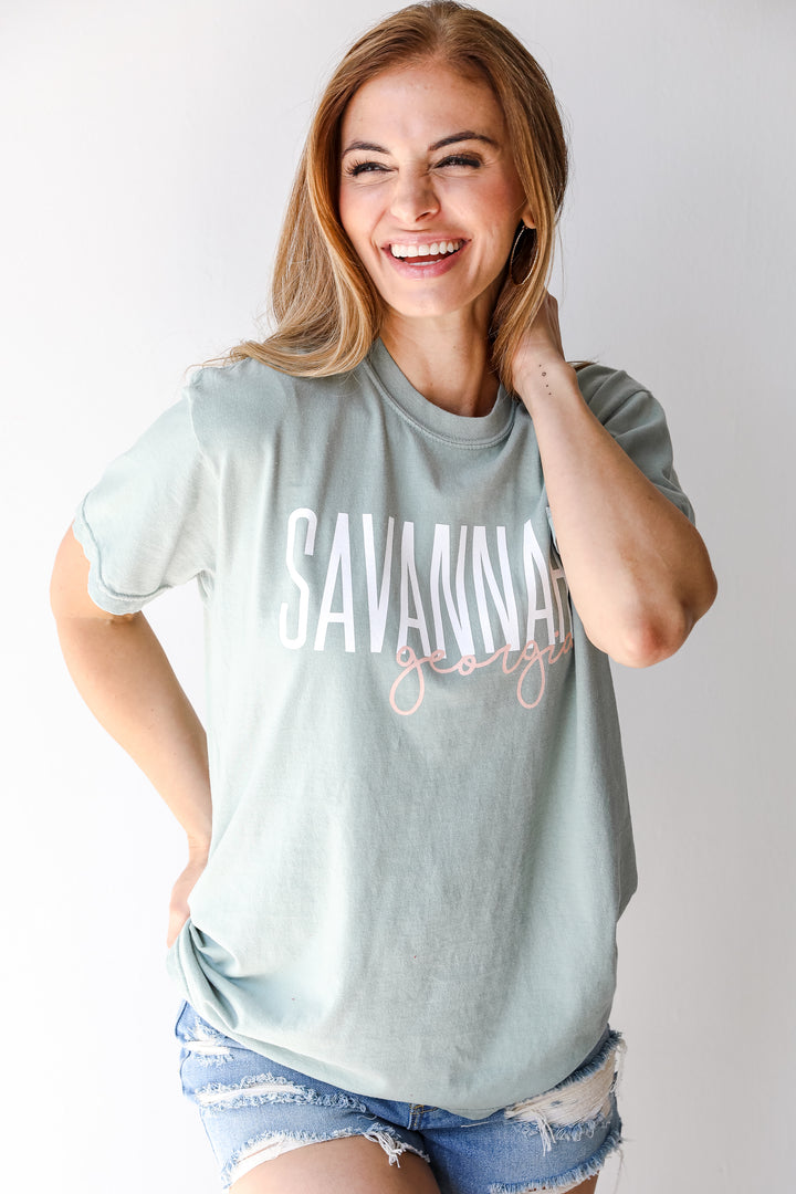 Sage Savannah Georgia Script Tee from dress up