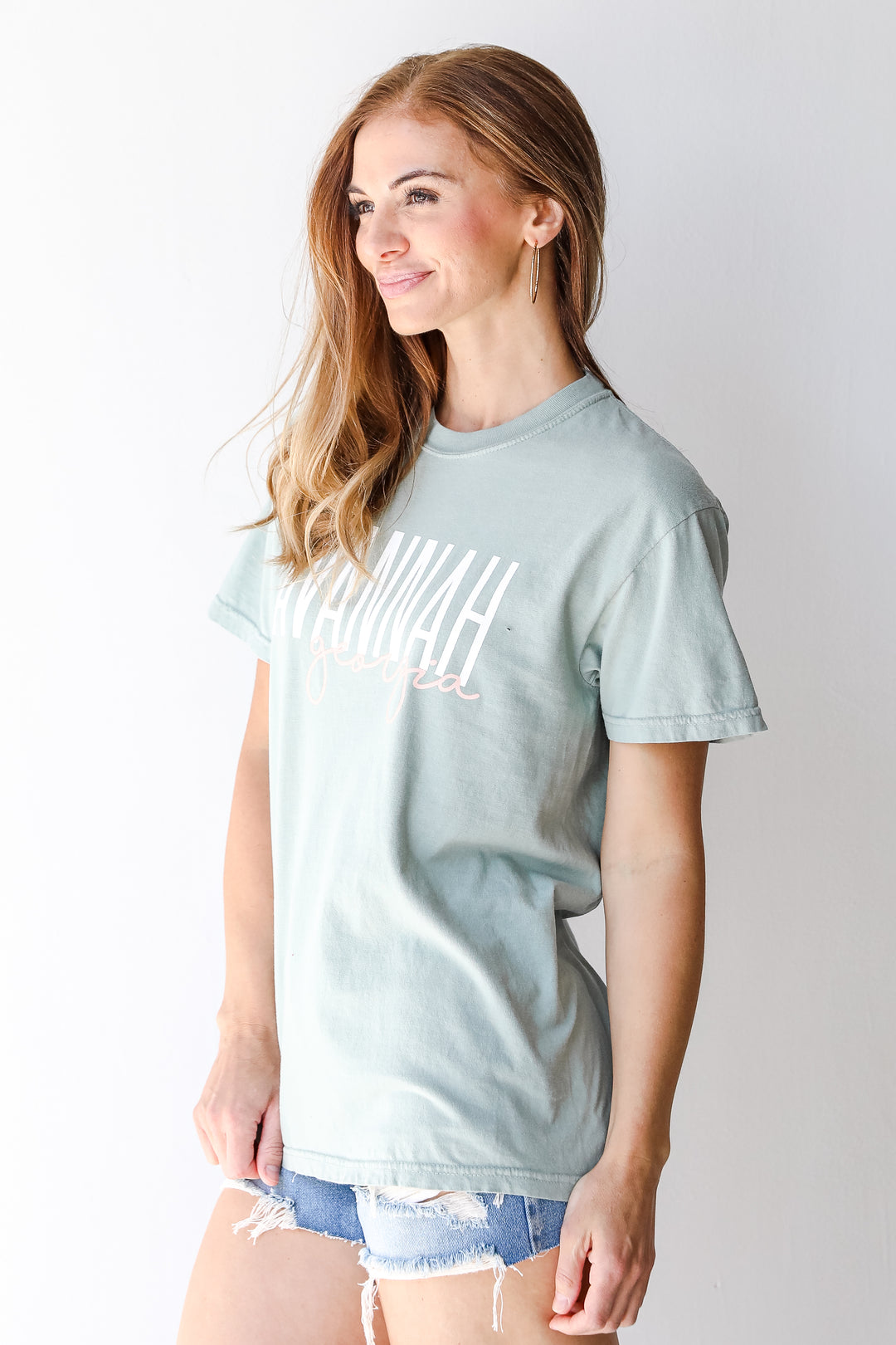 Sage Savannah Georgia Script Tee side view