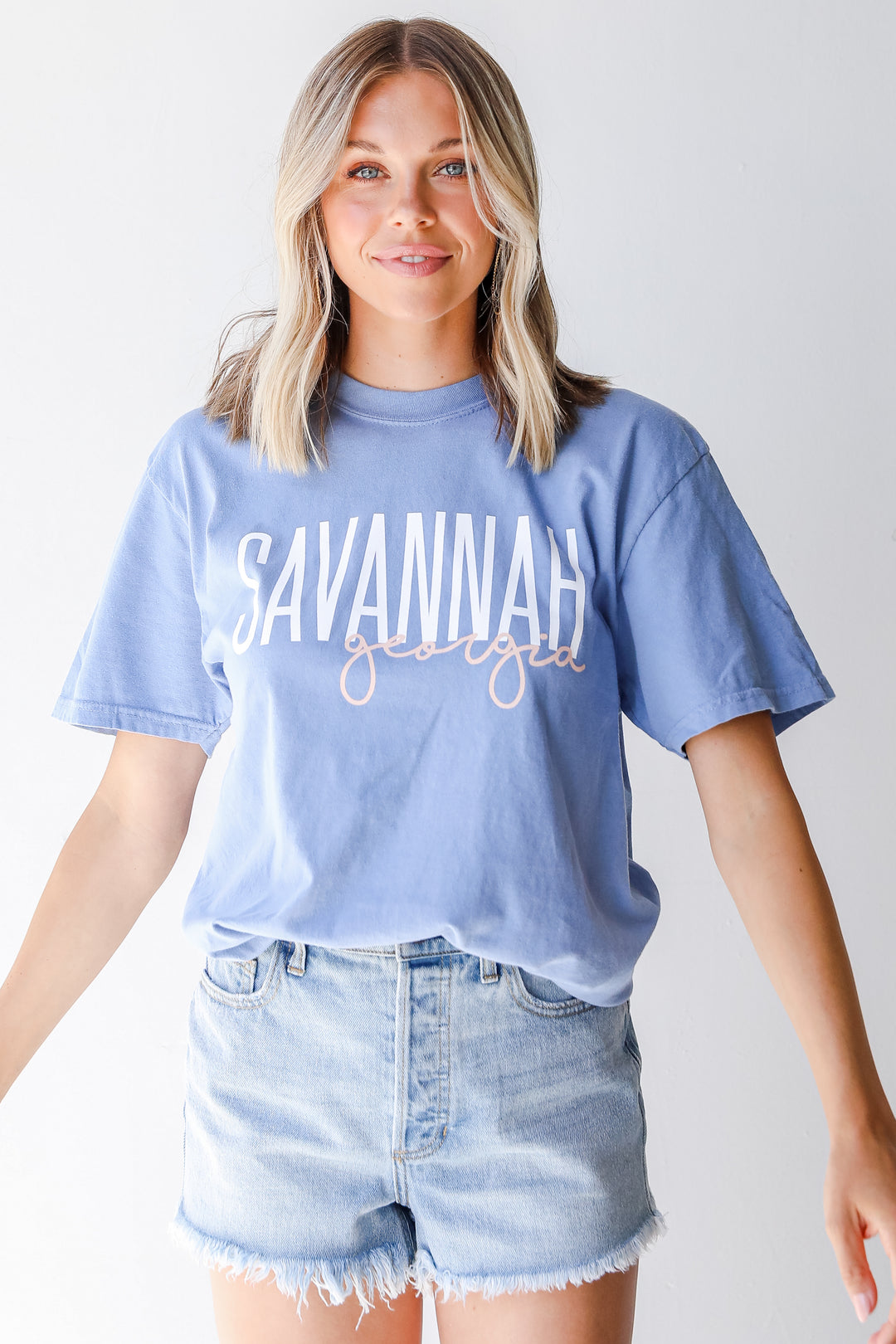 Light Blue Savannah Georgia Script Tee from dress up