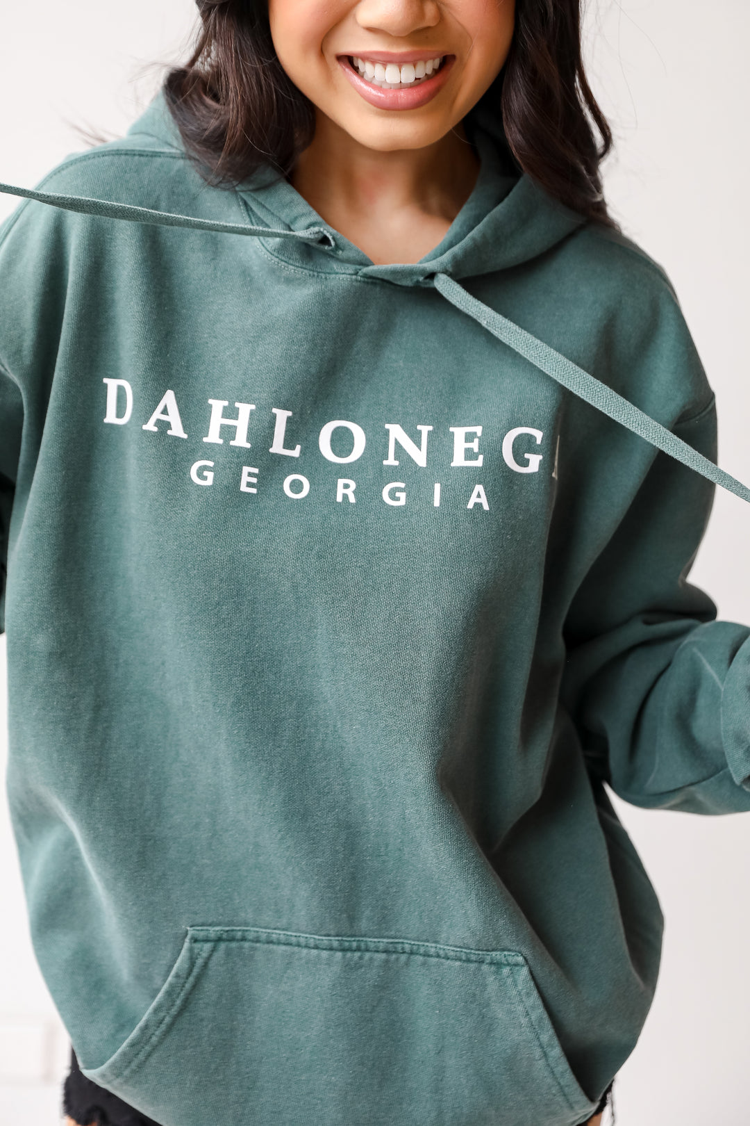 Teal Dahlonega Georgia Hoodie close up