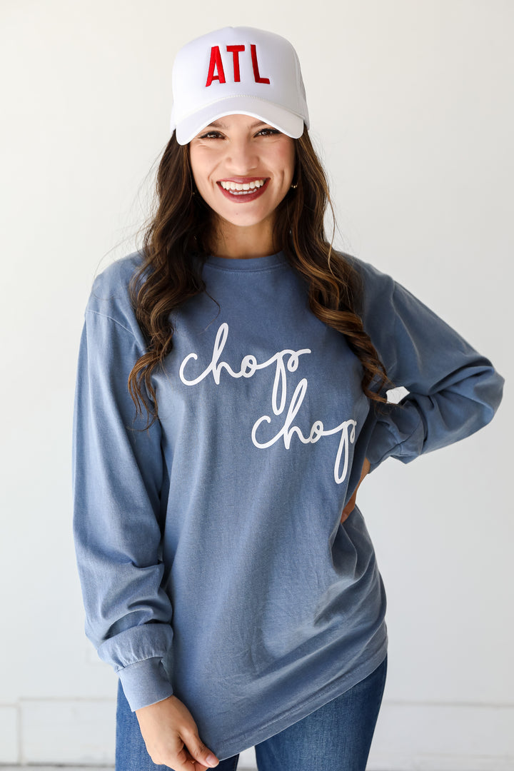 navy Chop Chop Long Sleeve Tee