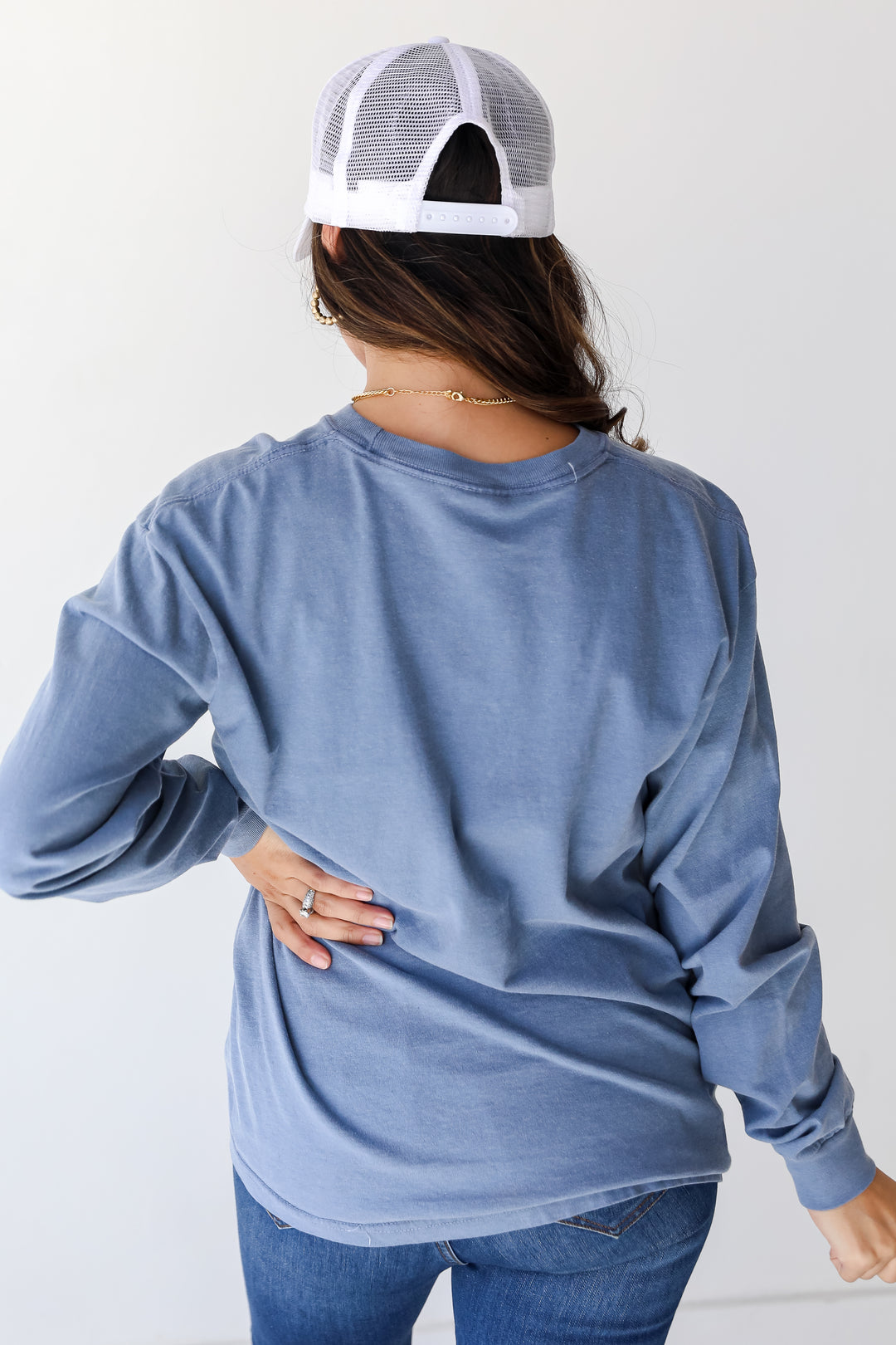 navy Chop Chop Long Sleeve Tee back view