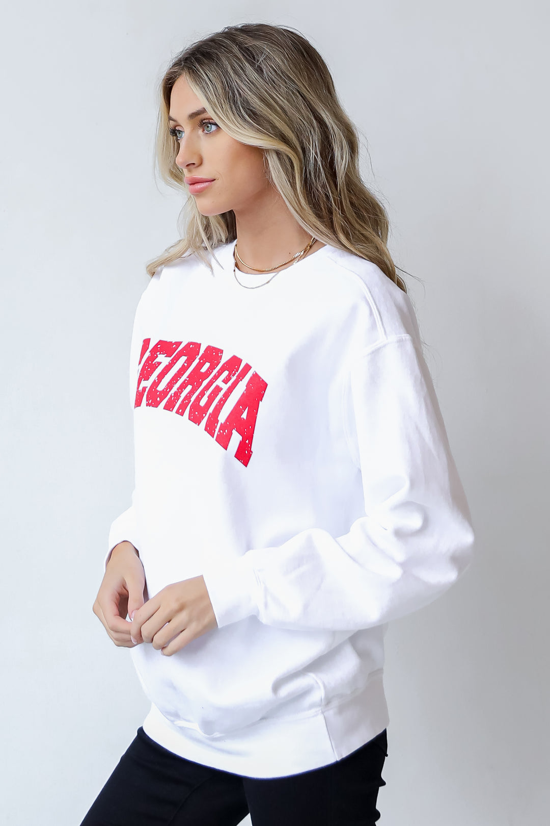 White Georgia Pullover side view