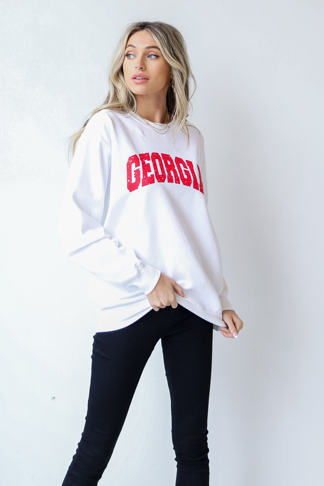 White Georgia Pullover front view