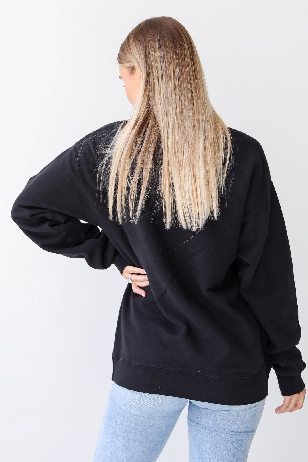 Black Glory Glory Script Pullover back view