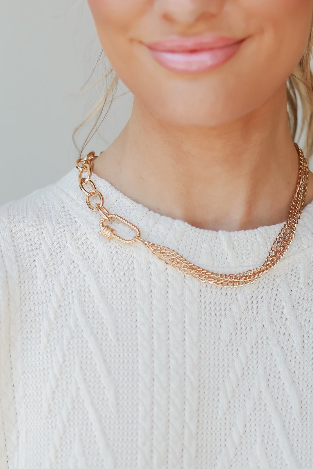 Gold Chain Necklace on model