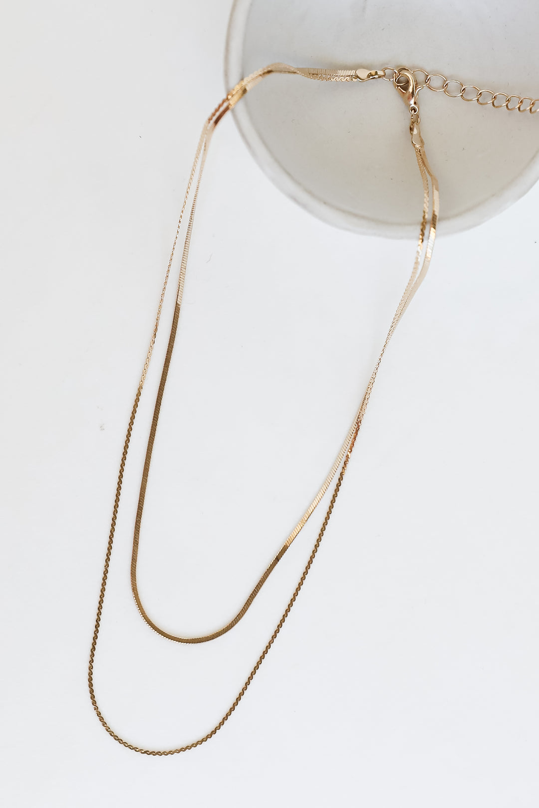 Gold Layered Chain Necklace flat lay