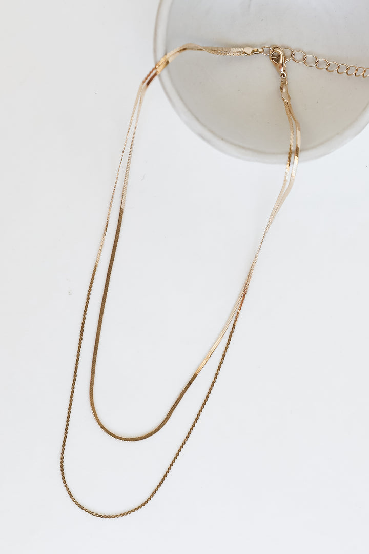 Gold Layered Chain Necklace flat lay