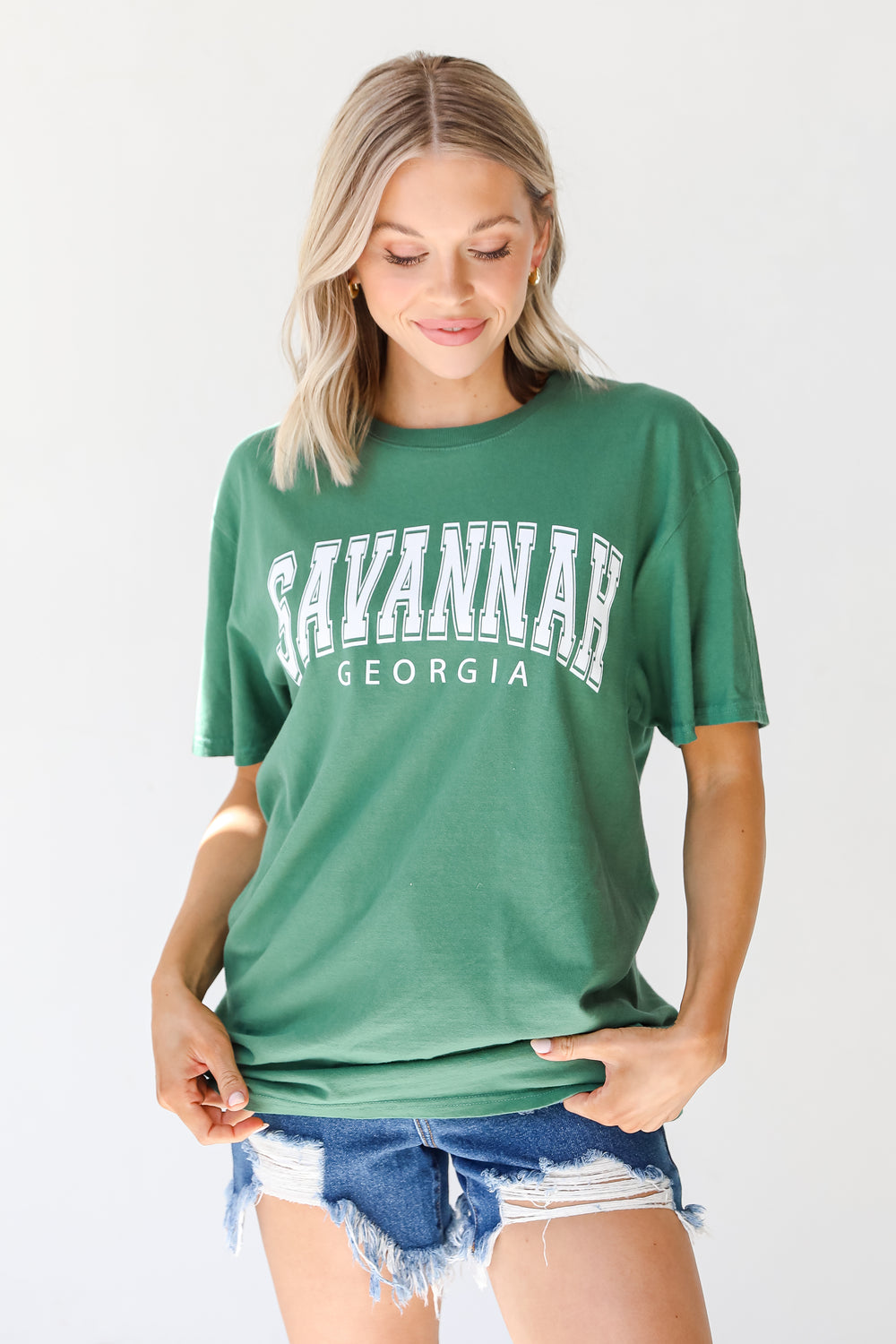 Green Savannah Georgia Tee on model