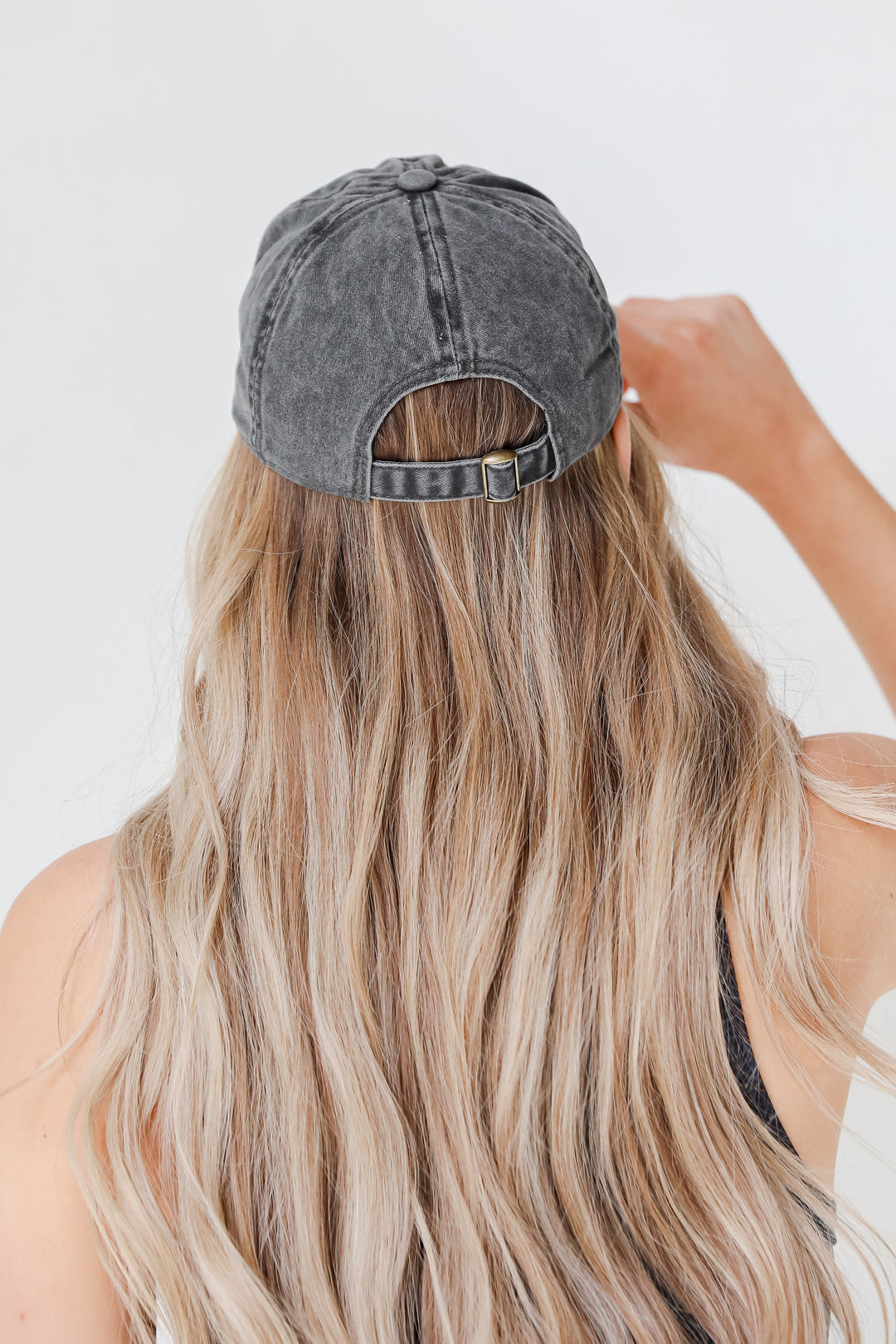 Greenville Script Embroidered Hat in black back view