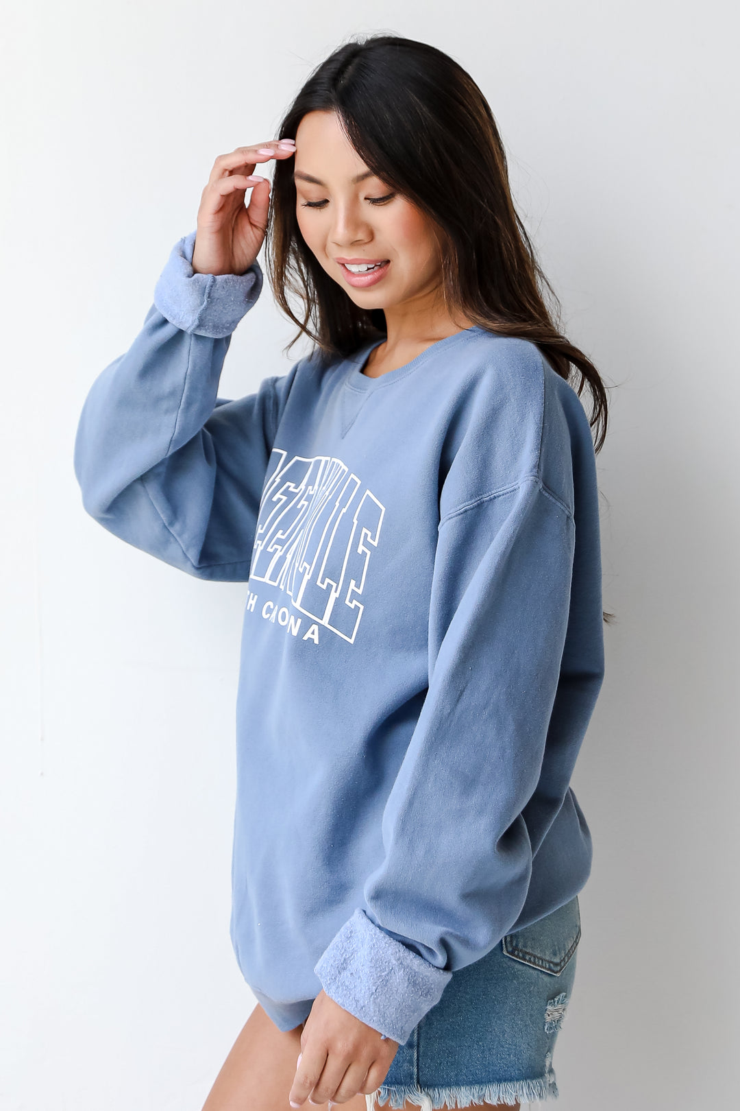 Light Blue Greenville South Carolina Pullover side view