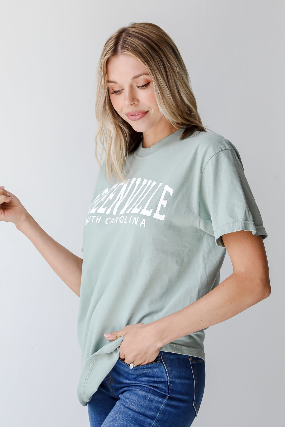 Seafoam Greenville South Carolina Tee side view