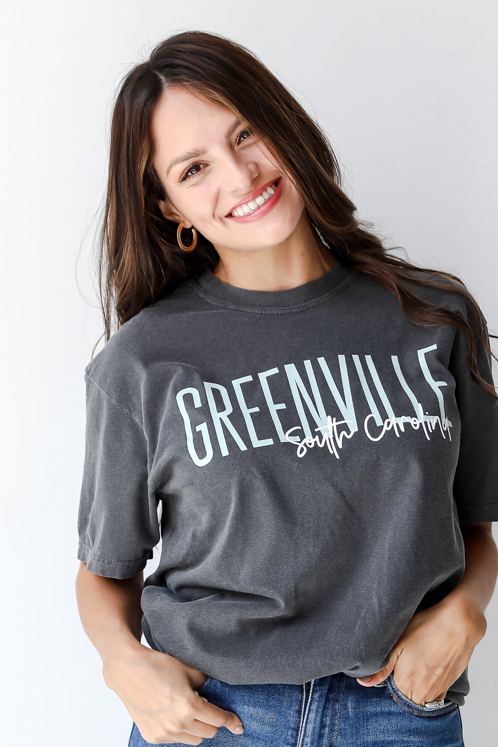 Greenville South Carolina Script Tee on model