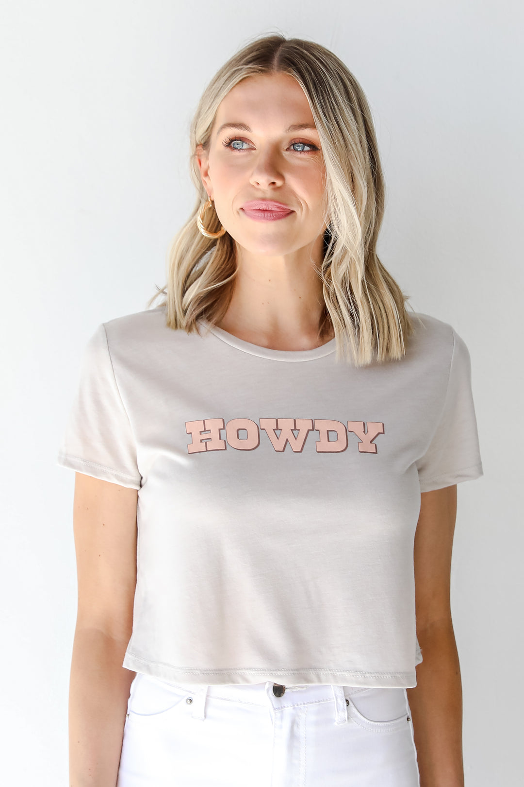 Howdy Cropped Tee on model