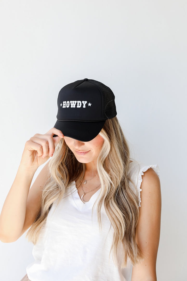 Howdy Trucker Hat on model