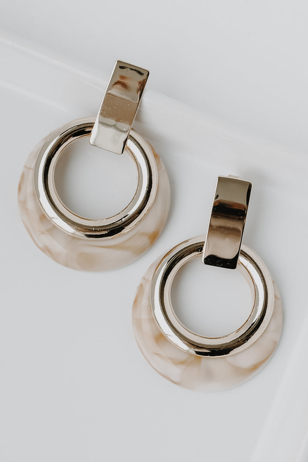 Acrylic Statement Earrings in ivory