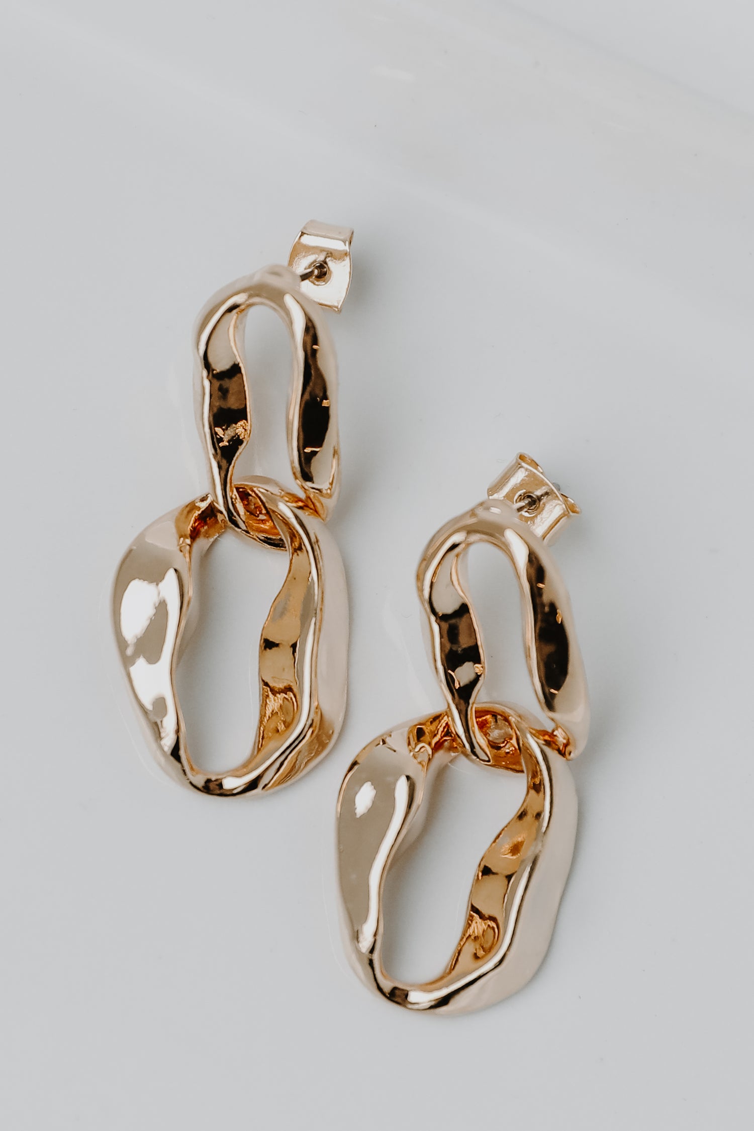 Gold Chainlink Drop Earrings flat lay