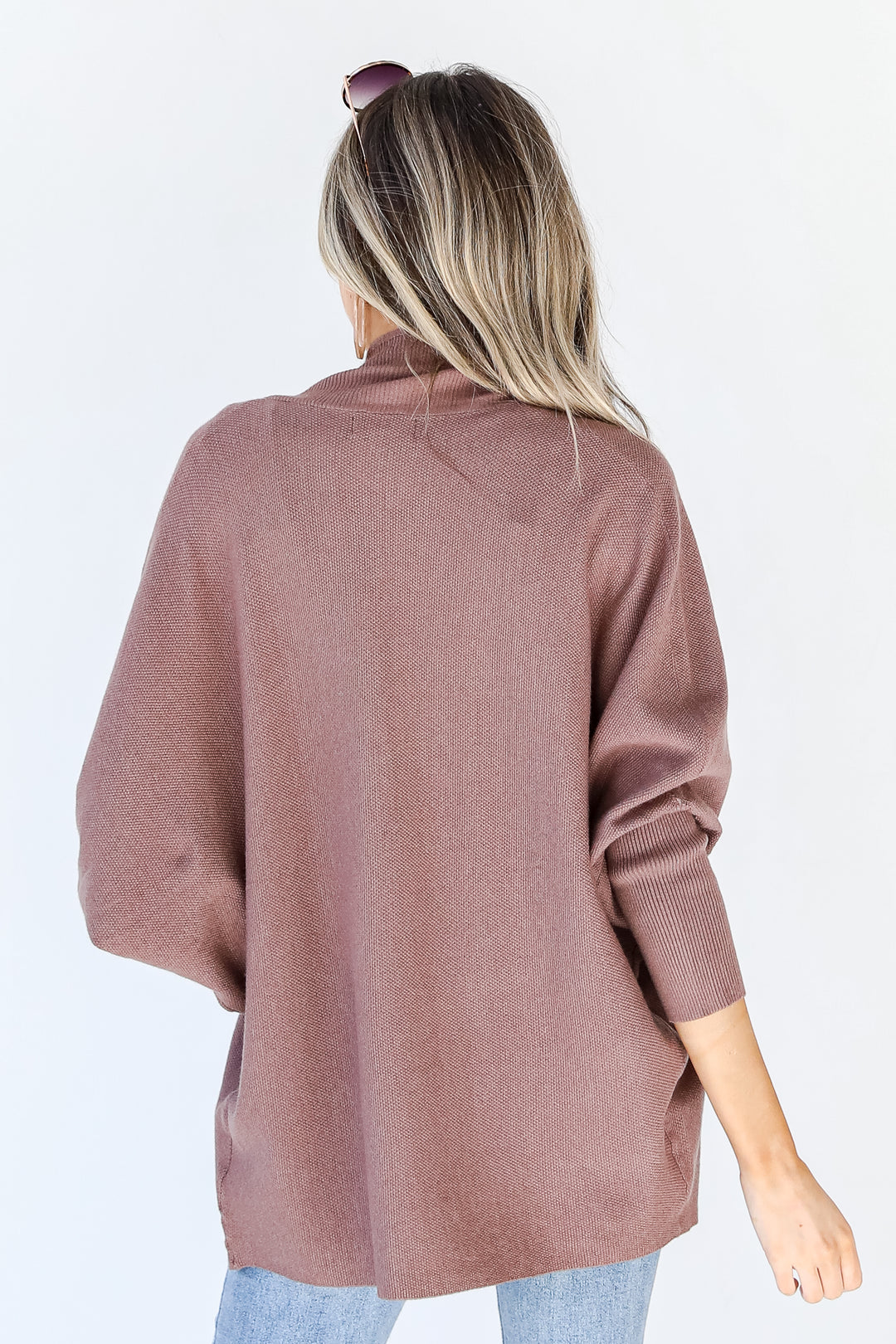 Cardigan in mocha back view