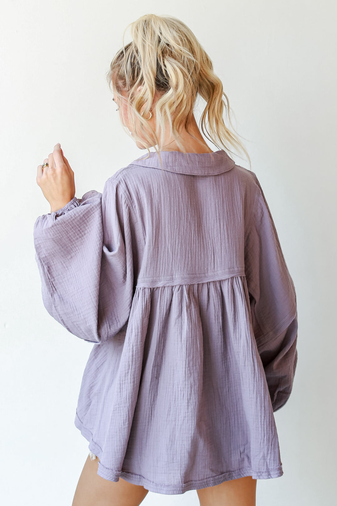 Linen Babydoll Blouse back view